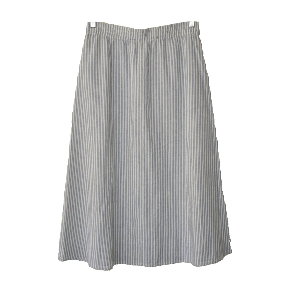 B5 NWT EILEEN FISHER Striped Hemp/Cotton Btn Front Full Length Skirt Sz XS $158 - Picture 3 of 5